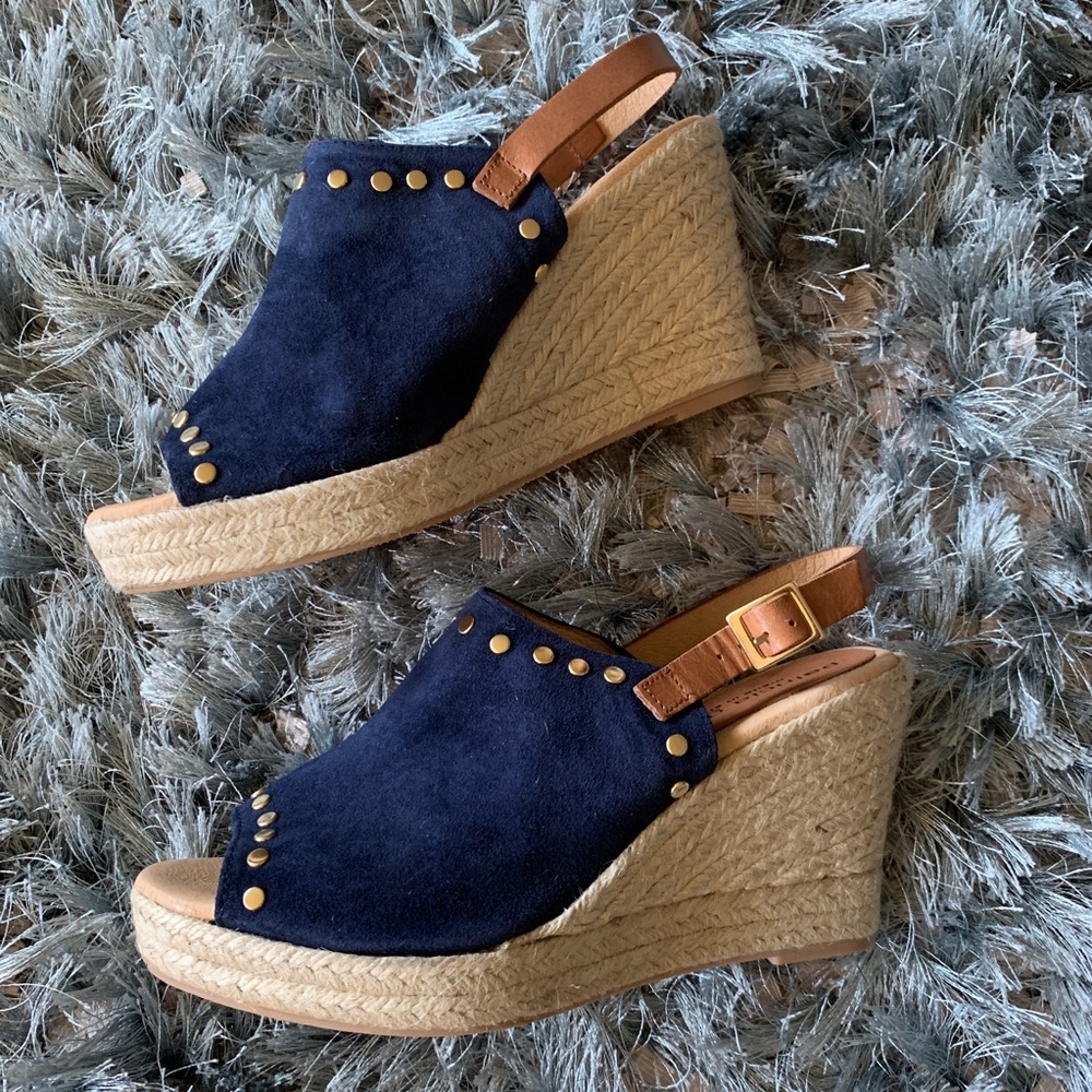 NEW in Box Navy studded Espadrille Wedges